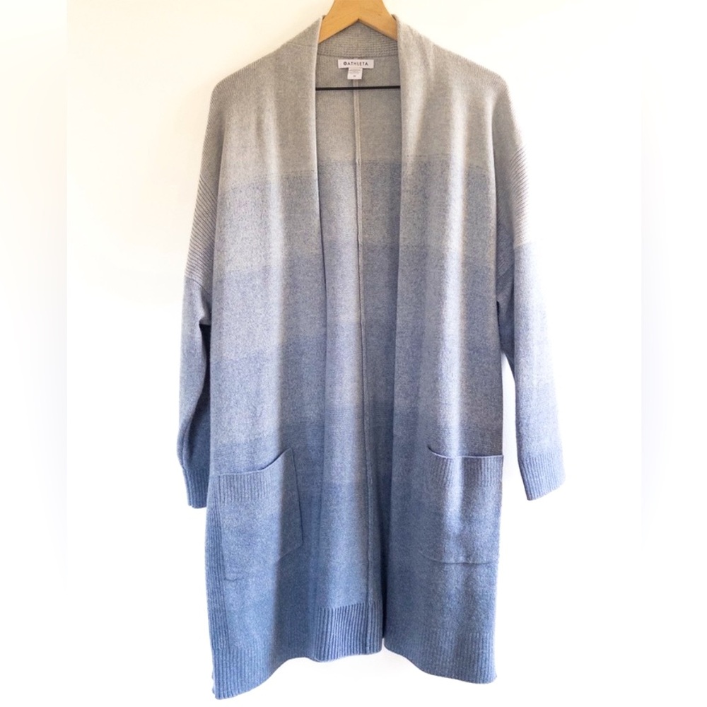 Athleta Spirit Cashmere Ombré Cardigan Sweater Women’s 1X Shades of Blue